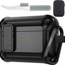 Valkit for Airpods Pro 2 Case Cover with Lock, Military Full-Body AirPod Pro Case Hard with Keychain Cool Airpods Pro 2nd/1st Generation Case for Man,Black