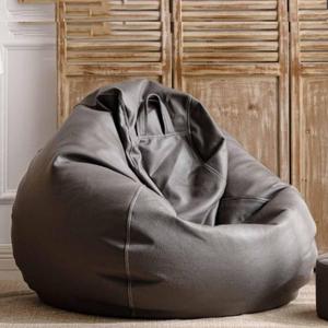 Bean Bag Chair 3.3ft (No Filler) Big Faux Leather Cover Pouf Without Filler Outdoor Beanbag Chaise Lounger Salon Game Movie Sac Puff For Bedroom Living Room Garden(Carbon grey,D3.3ftcoveradults)
