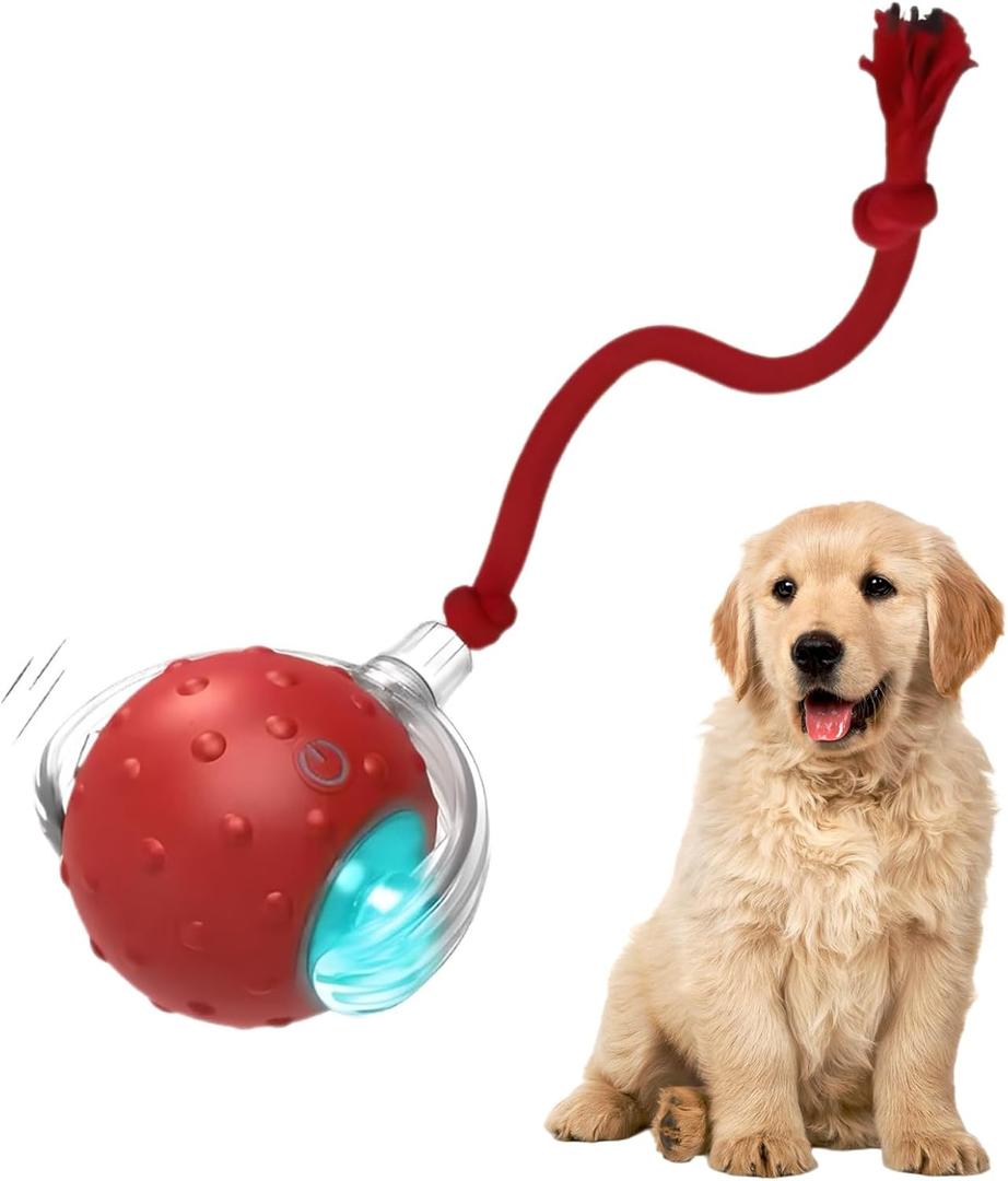 Tiny Fetch Dog Toy - Interactive Dog Toys, 360Smart Automatic Rolling Electric Dogs Ball Toy with Birdsong, Automatic Obstacle Avoidance, Rechargeable, Boredom Relief for Dogs & Cats (Red*1 PC)