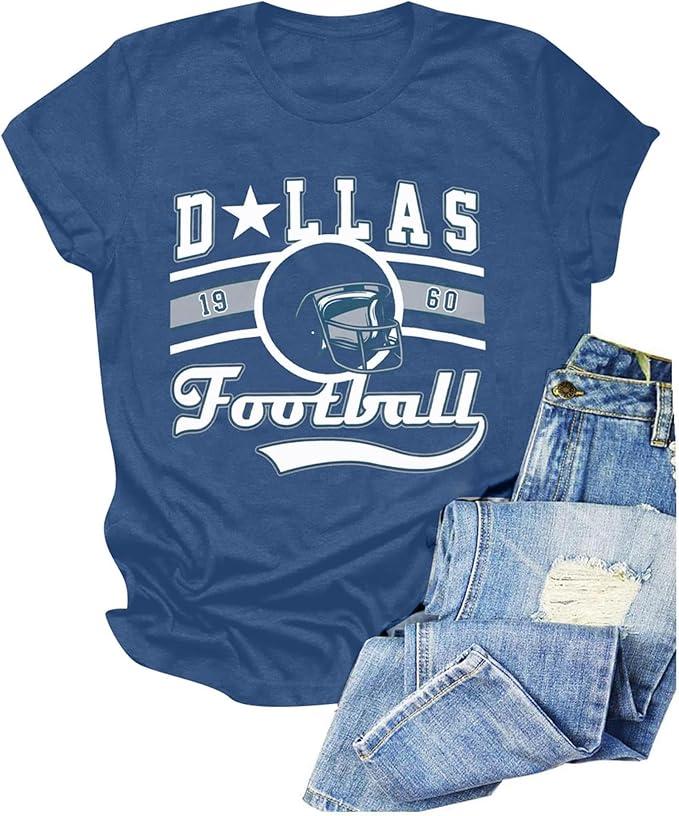 Vintage Football Shirt for Women Game Day Tshirt Sunday Funday Shirt Casual Football Season Short Sleeve Tops, XL