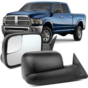 OCPTY Manual Towing Mirror Fit For Dodge Ram 1500 1994-2001For Dodge Ram 2500 1994-2002 For Dodge Ram 3500 1994-2002Truck Tow Mirror Manual Adjusted Black Textured Driver Side