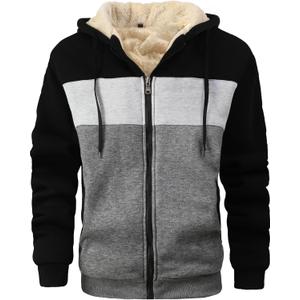 Men's Winter Heavyweight Jacket Thermal Fleece Jackets Full Zip Sherpa Lined Warm Thick Coats (X-Large, 795black Lightgrey Darkgrey)