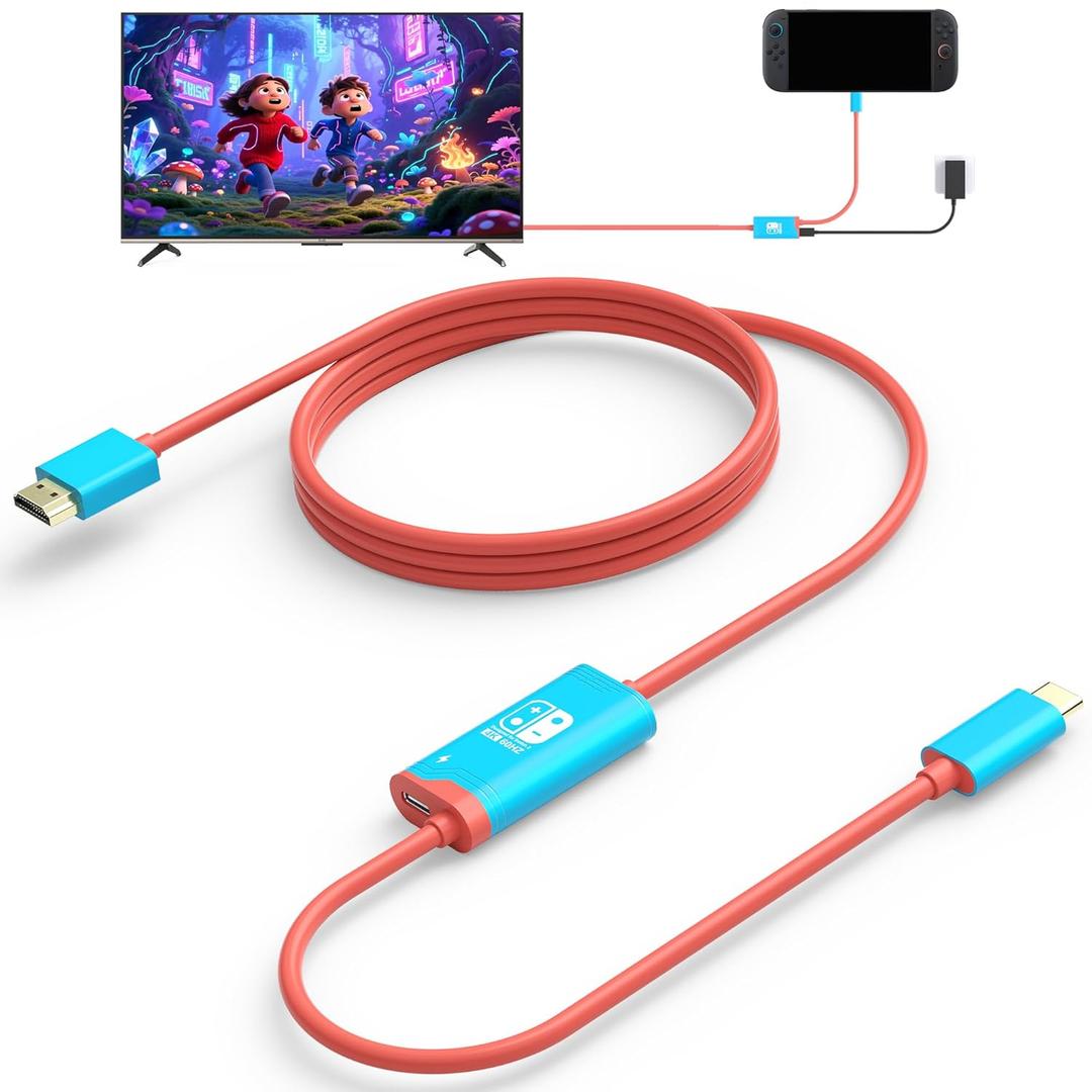 Switch 2 Dock,(Plug-and-Play) 4K@60HZ 6.6 ft,USB C to HDMI Replacement Cable for Nintendo Switch Dock,Portable Travel TV Base Adapter  Travel NS2 Docking Station Cord Compatible with Nintendo Switch