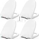 4 Pack Toilet Seat U Elongated Quiet Close PP Material Heavy Duty White Toilet Seat Replacement, Quick Release Flip Hinges, Easy Cleaning