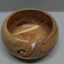EDHAS Acacia Wood Yarn Bowl Holder | Handmade Holder with Holes | Yarn/Wool/String Storage Accessory (7" x 7" x 4")