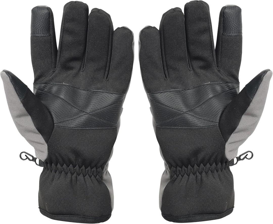 Heat Logic Thermal Winter Gloves, Touchscreen Compatible with Fleece Lining For Cold Weather, Water-Resistant Hiking Gloves (Gray, M)