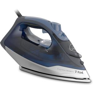 T-fal, Iron, Express Steam Iron for Clothes, Durilium Soleplate, Precision Tip, 30 Second Auto Shut Off, 1600 Watts, Anti-Drip, Ironing, Blue Clothes Iron, FV2886U0