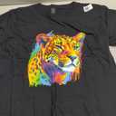 Colorful Cheetah Face Animal Print Big Cat Wildlife Artwork T-Shirt, Medium