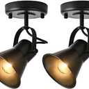 KEESFU Industrial Mini Track Lighting Ceiling Light, Black Spot Lights Indoor with Multi-Directional Adjustable Light Head, Ceiling Mount Spotlight for Bedroom Living Room Hallway Kitchen(2 Pack)