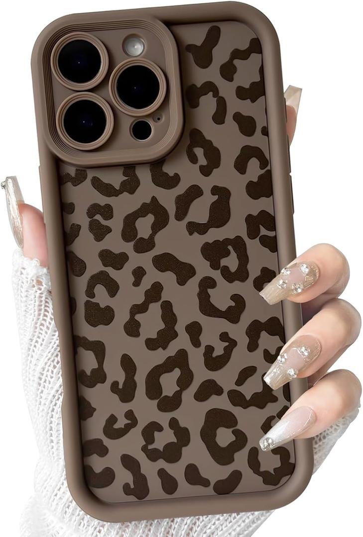 NITITOP Compatible with iPhone 16 Pro Case Cute Stylish Leopard Print Design for Women Girls Men Artistic Soft TPU Shockproof Protective Full Camera Protection Cover - Brown