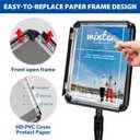 6-Packs Sign Holder Stand for Display 8.5x11 Inch - Adjustable Floor Standing Sign Holder - Pedestal Poster Stand with Vertical & Horizontal View, Indoor/Outdoor Business & Store Signage(Black)