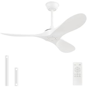 YJFAN 42'' Ceiling Fan no Light,Outdoor Ceiling Fan with Remote Control,3 Plastic Blades with White Finish,Suitale for Outdoor Patio,Porch,Living Room