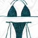 MIYOUJ Women Halter String Bikini Set Sexy Thong Cheeky Two Piece Swimsuits Solid Color Bathing Swimwear (Green, XS)