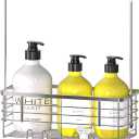 DELLAN Hanging Shower Organizer, Shower Rack with Hooks Over the Door, Bathroom Shower Caddy and Basket (11"D x 4.7"W x 3.9"H, Silver)