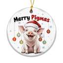Pig Ornament with Santa Hat Holiday Tree Decoration, Merry Pigmas Ornament 2025 – Funny Farm Animal Gift for Pig Lovers, Farmers, Kids, Family, Friends – Stocking Stuffer Keepsake