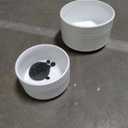 Urban Trends 37320 Ceramic Cylindrical Pot with Embossed Rectangular Strip, White, 2 Piece