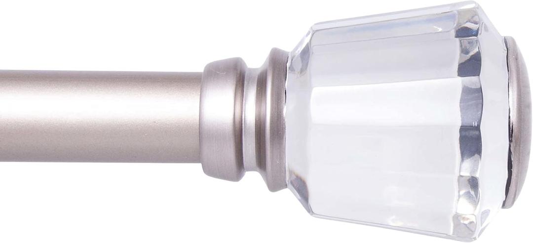 Kenney KNM85982 Cersei Clear Geometric End Premium Decorative Window Curtain Rod, 36-66" Adjustable Length, Champagne Finish, 1" Diameter Steel Tube