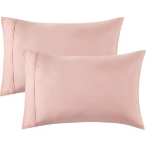 Bedsure Queen Pillow Cases Set of 2 - Pale Blush Polyester Microfiber Pillowcase 2 Pack, Super Soft and Cozy Pillowcase, Pillow Case Covers with Envelop Closure, 20x30 Inches (Queen (20" x 30"), 15 - Pale Blush)