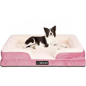 Orthopedic Dog Bed for Large Medium Sized, Washable Memory Foam Large Dog Bed, Medium Pet Sofa with Removable Cover, Washable Waterproof Pet Couch Beds Pink, Large(36 * 27 * 7.5 In)