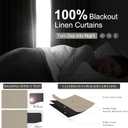 Black Out 96 Inch Long Boho Curtains 2 Panel Set, Farmhouse Curtains for Living Room Darkening/Thermal/Noise Reduction Textured Flax Linen Pinch Pleated Drapes 8ft Hook&Ring Included GreyBeige 40"x96"