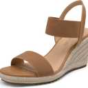 DREAM PAIRS Womens Open Toe Espadrilles Dressy Platform Sandals Slip on Elastic Ankle Strap Wedges Sandals, 9.5