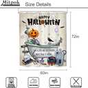 Happy Halloween Shower Curtain 60Wx72H Funny Skull Skeleton Pumpkin Gothic Spooky Ghost Bone in Bathtub Grave Unique Cool Bathroom Decor Horror Scary Bath Curtain Fabric Polyester 12 Pack Hooks