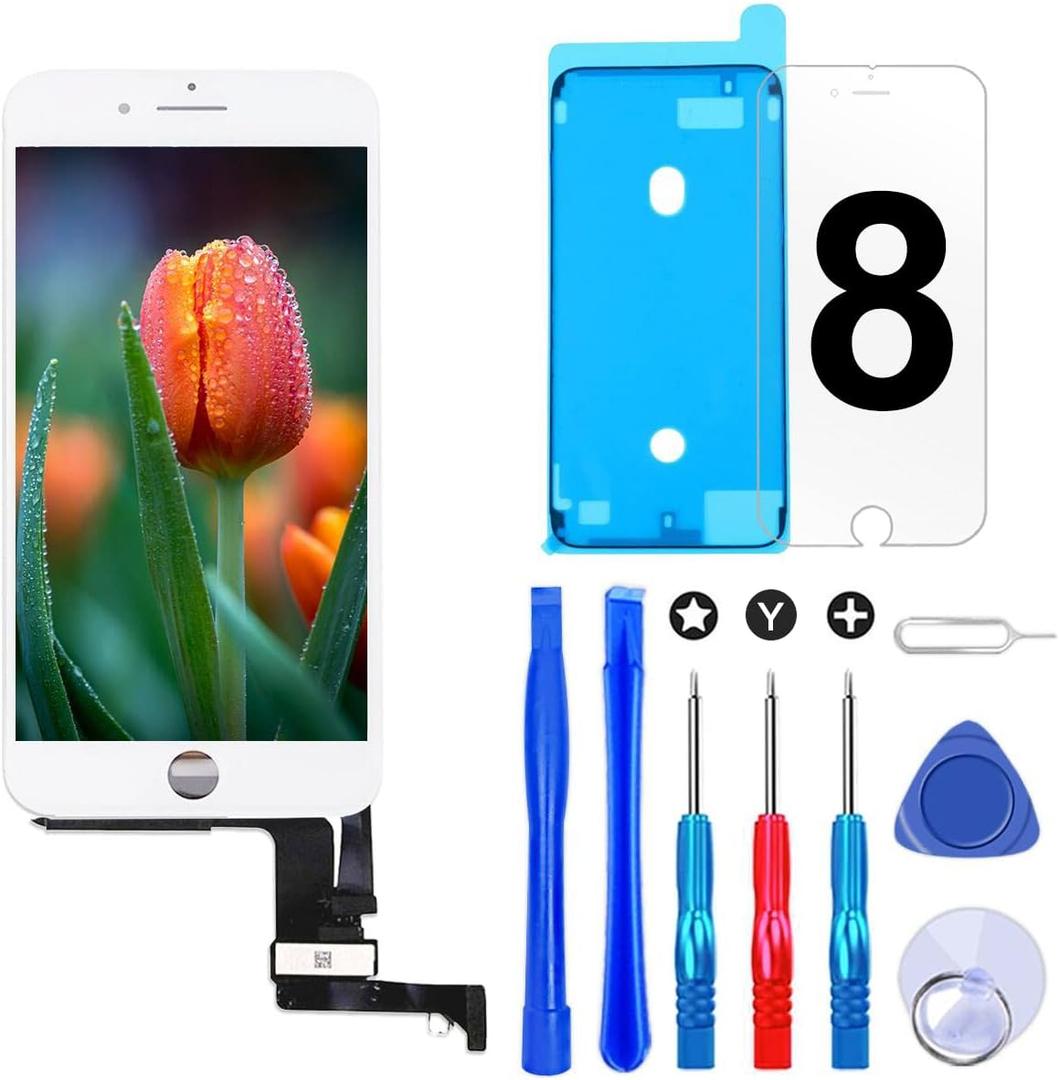 Brinonac Screen Replacement for iPhone 8/SE 2020 4.7 inch LCD Digitizer Touch Screen LCD Replacement Screen Frame Assembly Full Set with Tools and Screen Protector (White)
