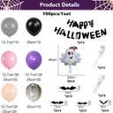 Pink Halloween Balloon Arch Kit,160 Pcs Purple Balloons with Cute Ghost Balloons,Happy Halloween Banner and Bat Wall Stickers,Ghost Balloon Arch Party Decorations for Girls Costume House