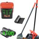 TIMINGILA 36" Pooper Scooper Swivel Bin & Rake with 100 Dog Poop Bags,Adjustable Long Handle for No-Bend Cleanup,Portable Non-Breakable Dog Poop Scooper for Large Medium Small Dogs