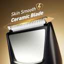 Rechargeable Body Trimmer for Men: Pubic Hair Trimmer with Mirror & LED, IPX7 Waterproof Electric Shaver for Pubic Hair, Ceramic Blades, 90-Min Battery, Travel Lock (Midnight Blue)