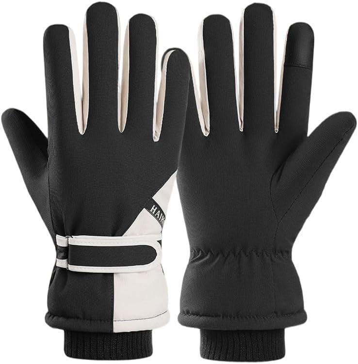 Eohak Winter Ski Gloves for Men and Women Windproof Cold Weather Thermal with Touchscreen Fingers for Outdoor Sports (One Size, Black)