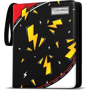 Trading Card Binder 9 Pocket, Card Book with 50 Removable Sleeves Fits 900 Cards, 3-Ring Zipper Design MTG/TCG/Sport Collection Album Gifts for Boys and Girls, Black