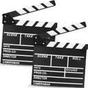 KISEER 2 Pack 12"x11" Movie Film Clap Board Wooden Movie Clapboard Film Clapper Board (Black)