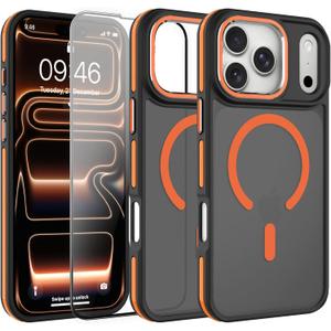 AIGOMARA Magnetic for iPhone 17 Pro Case, [Compatible with Magsafe] [Military-Grade Protection] Slim Shockproof Translucent Matte Protective Case for iPhone 17 Pro 6.3 Inch, Orange