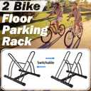 Bike Rack – Dual Bicycle Stand for Mountain, Road Bikes-Two Bike Parking Garage Storage Rack for Indoor and Outdoor Steel Bicycle Storage Tire Rack