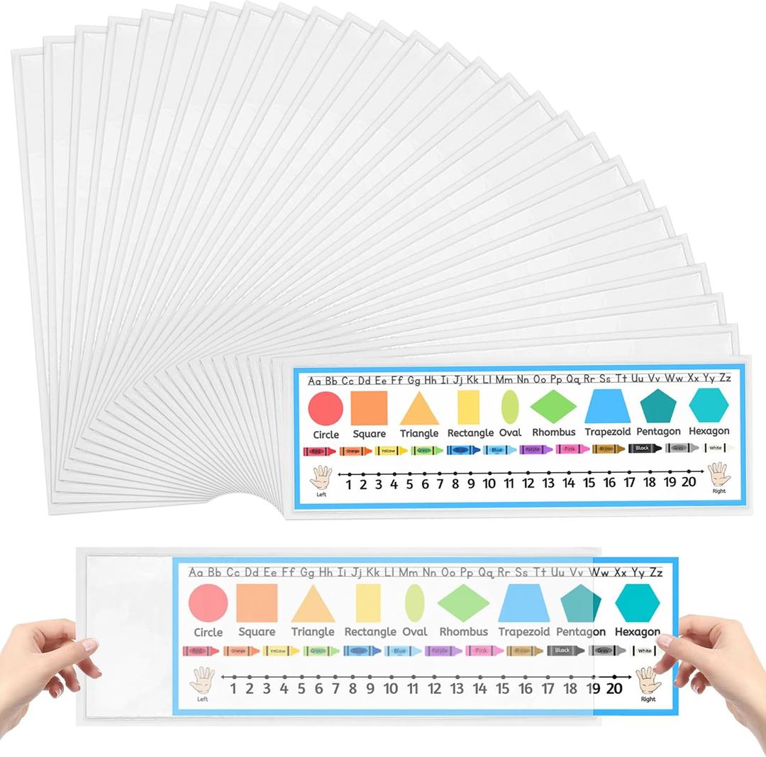 40 PCS Thickened PVC Nameplate Pockets for Desks Name Tag, 18.5” x 4.9”