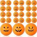 Soulchen 24 Pcs Halloween Table Tennis Balls Pumpkin Beer Ball Orange Plastic Novelty Table Tennis with Jack O Lantern 1.6 Inch Halloween Stress Props for Party Playing Decor Beach Game Party Favors