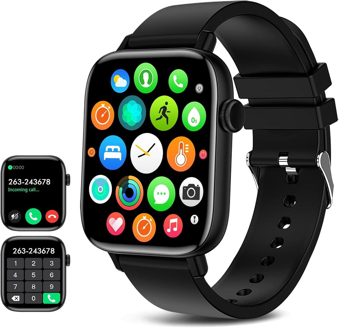 Smart Watch for iPhone/Android Phones (Answer/Make Calls) - 1.9" HD Screen Fitness Tracker : Heart Rate/Sleep Monitor/Pedometer/Calories, Multiple Sports Modes, Waterproof SmartWatch for Men Women