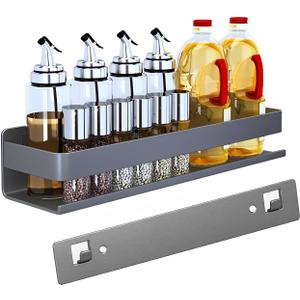 Stainless Steel Detachable Wall Mounted Floating Shelves for Kitchen, Bathroom, Storage Organizer Shelves, Corrosion and Rust Resistant, Set of 1 Gray (15.7inches (40cm))