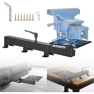 Mount Vise and Grinder- Table Mount and Hitch Mount, 7.9" x 7.9" Mounting Plate, DIY Installation Durable Hitch Accessories for Workbench & Mobile Use