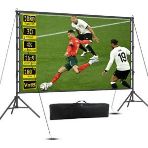 Projector Screen and Stand, 180 inch Outdoor Projection Screen 15 FT Large Portable Movie Screen Wrinkle-Free 16:9 4K Rear Front Foldable Washable with Carry Bag for Backyard Theater Movie Night