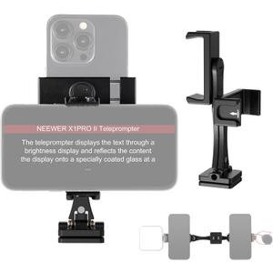 NEEWER Metal Phone Tripod Mount Adapter with Arca QR Base, 360 Rotatable Dual Cell Phone Clip Clamp Holder with 4 Cold Shoes Compatible with iPhone Samsung for Vlog Live Stream Video Recording, SP-08