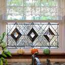 HOMETITUTE Stained Glass Window Film 39.3x17.7 Inch Geometric Frosted Glass Sticker for Bathroom Kitchen Door Window Static Cling Privacy Film No Glue Decorative Window Covering