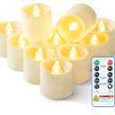 Homemory 400+ Hour Timer Remote Control Flameless Votive Candles, Battery Operated LED Tea Lights in Warm White for Outdoor, Table, Halloween, Christmas-Ivory Base (12 Pack)