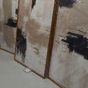 LHIUEM Large Abstract Brown Grey Framed Canvas Wall Art,Neutral Brush Stroke Pastel Wall Decor,Modern Color Block Wall Painting,Minimalist Artwork for Living Room,Bedroom,Dining Room,Office -16"x24"x3