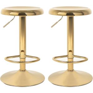 Modern Gold Bar Stools Adjustable Swivel Backless Counter Height Stools for Kitchen Island or Home Bar (2)
