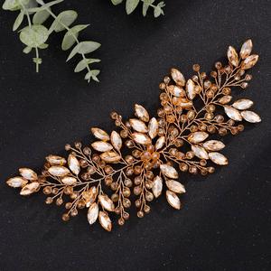 Boho Champagne Rhinestones Headband for Women Girls Wedding Bridal Handmade Branches Headpiece Special Occasion Hair Styling Jewelry (Champagne)