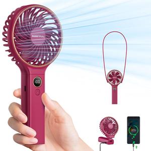 SWEETFULL Handheld Portable Fan, 5000mAh Rechargeable Battery, 6 Speed Wind, LED Digital Display, Foldable Electric Personal Mini Travel Fan with Backup Power, Summer Essentials Gifts for Women Girl