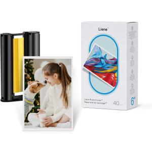 Liene Amber M100/M200/M110/M210 4x6'' Photo Printer 40 Sheets Photo Paper & 1 Cartridge Refill Only for DHP512/DHP513/DHP514/DHP515