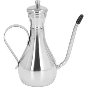 Stainless Steel Oil Bottle, Drip-Free Pouring Oil Pot Sauce Vinegar Dispenser Olive Oil Storage Can for Kitchen Cooking Salad Grilling(500ml)